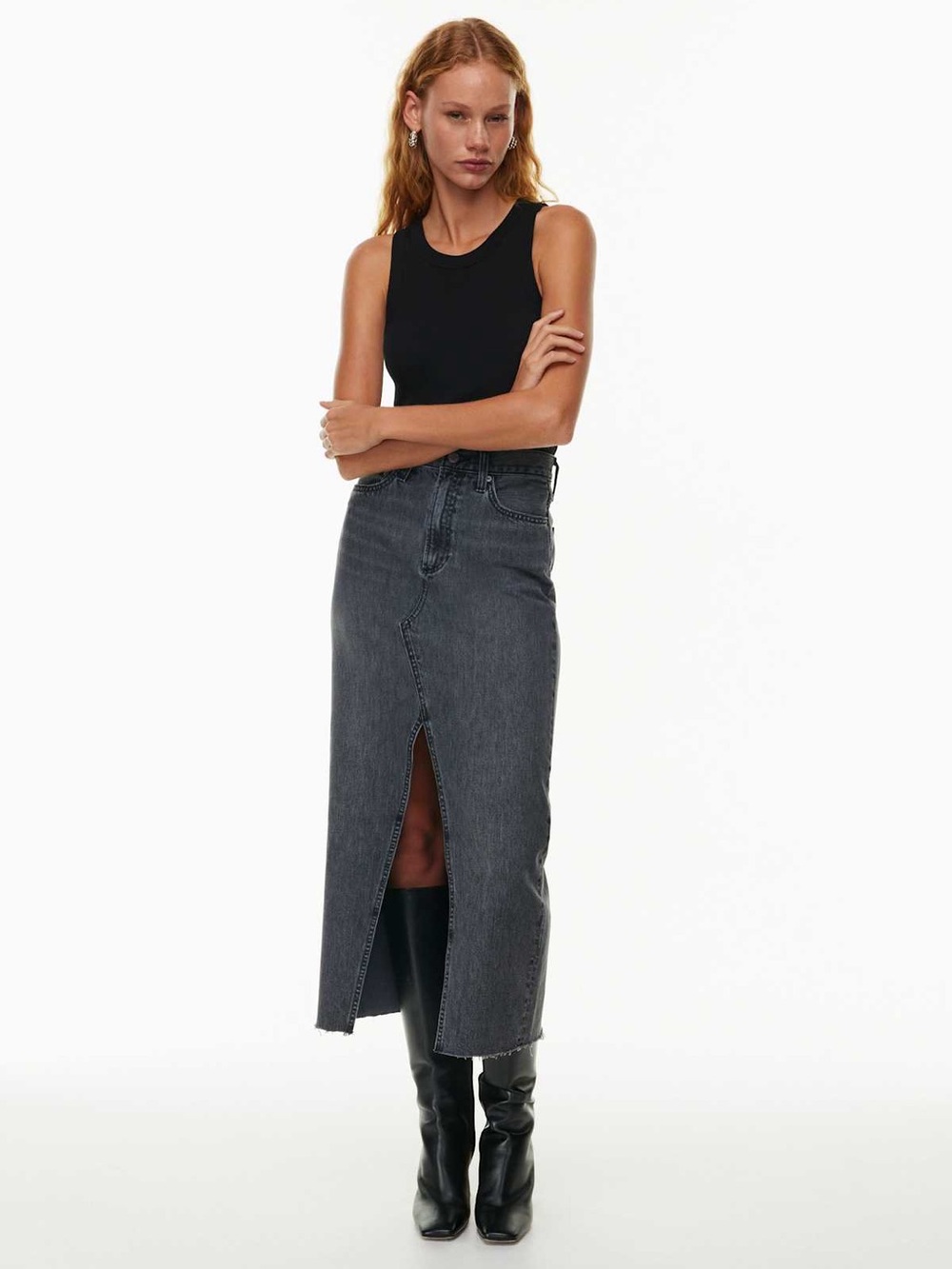 Denim Forum 90s Vintage Maxi High-Waist Denim Skirt 27